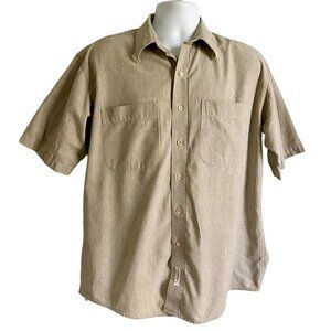 Savane Men's Soft Wash No Wrinkle Short Sleeve Button Up Shirt Cotton Large